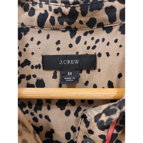 J.Crew Leopard Print Button Up Shirt with Pink Trim - Picture 6 of 8